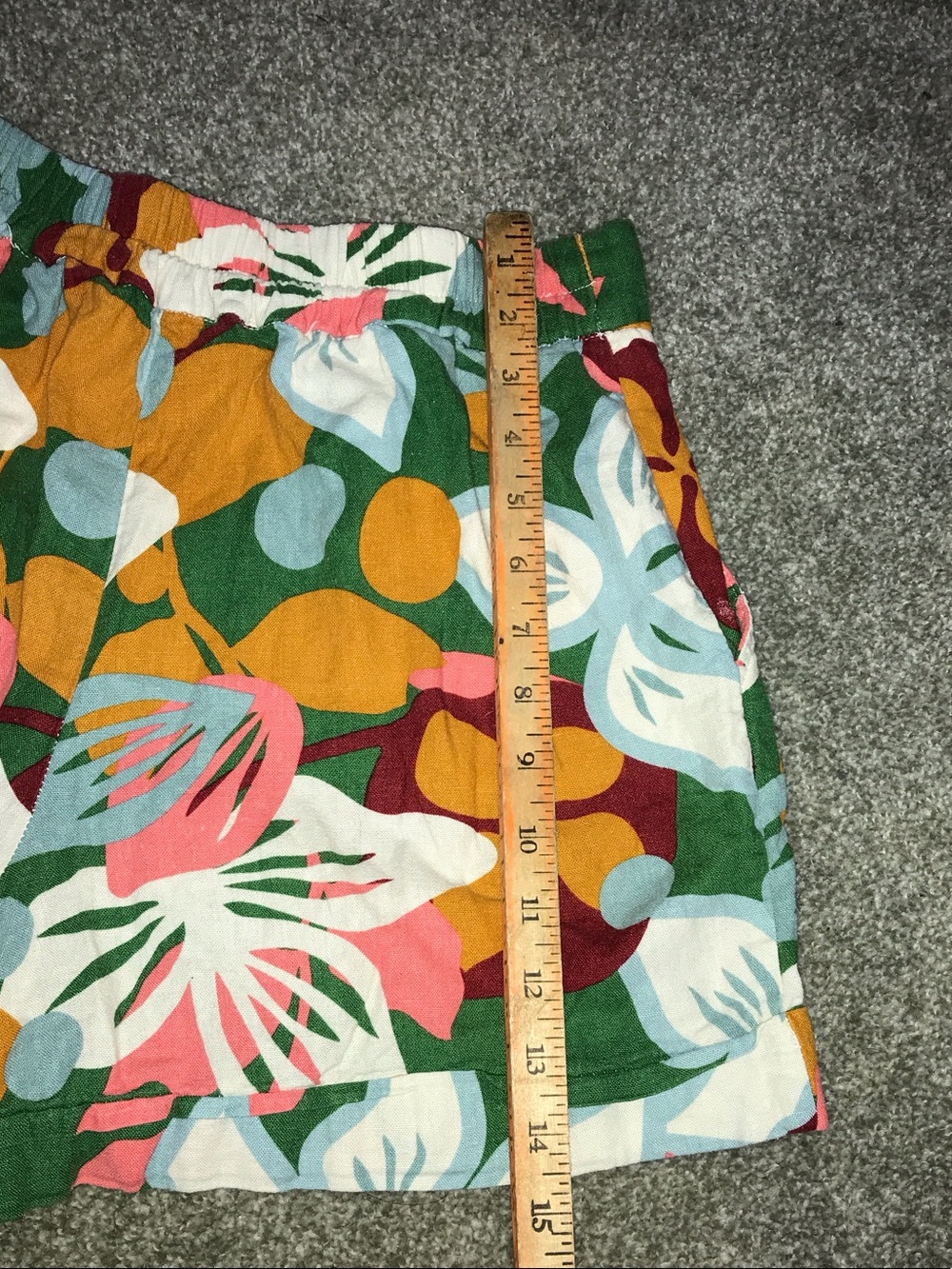High-Rise Floral Bermuda Shorts in Green/Pink/Gold - Picture 7 of 8